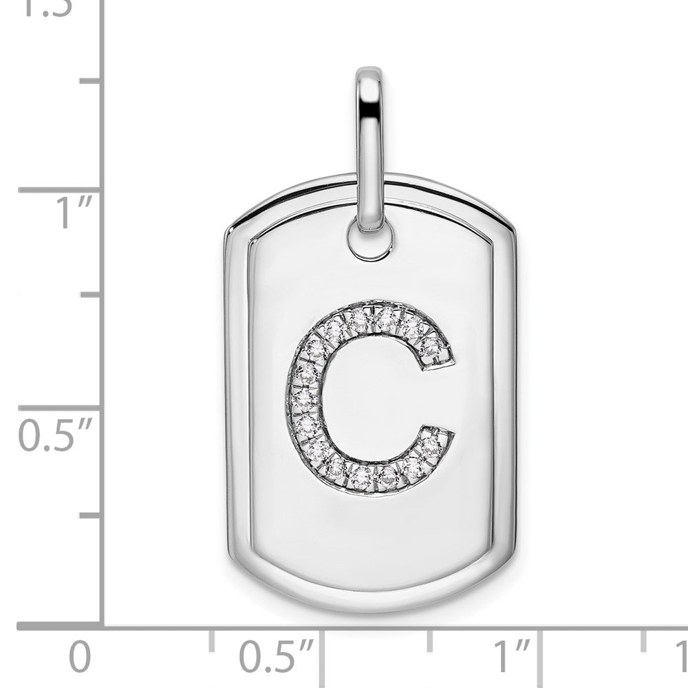 Diamond Initial C Dog Tag Charm - WBC