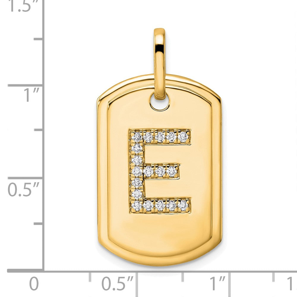 Diamond Initial E Dog Tag Charm - WBC