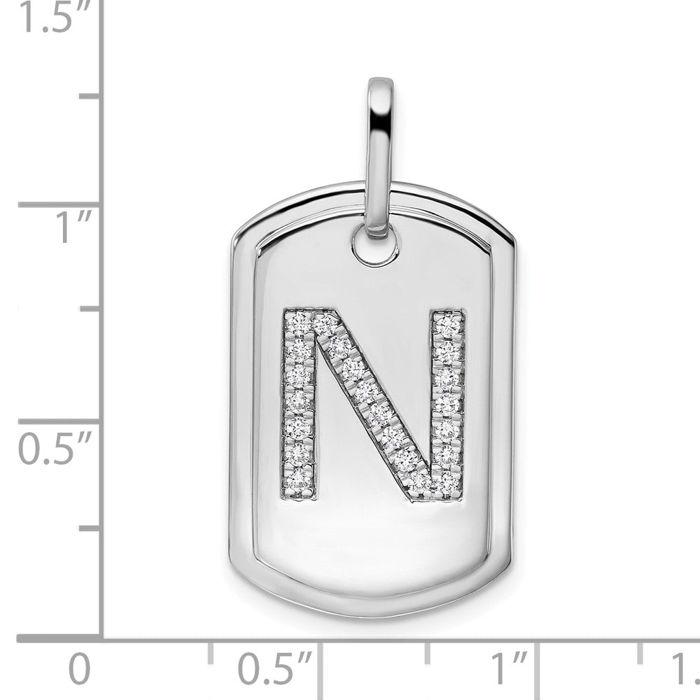 Diamond Initial N Dog Tag Charm - WBC