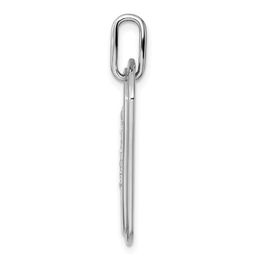 14K White Gold Diamond Initial T Dog Tag Charm, 17.76mm