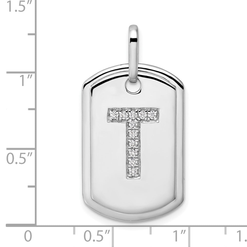 Diamond Initial T Dog Tag Charm - WBC