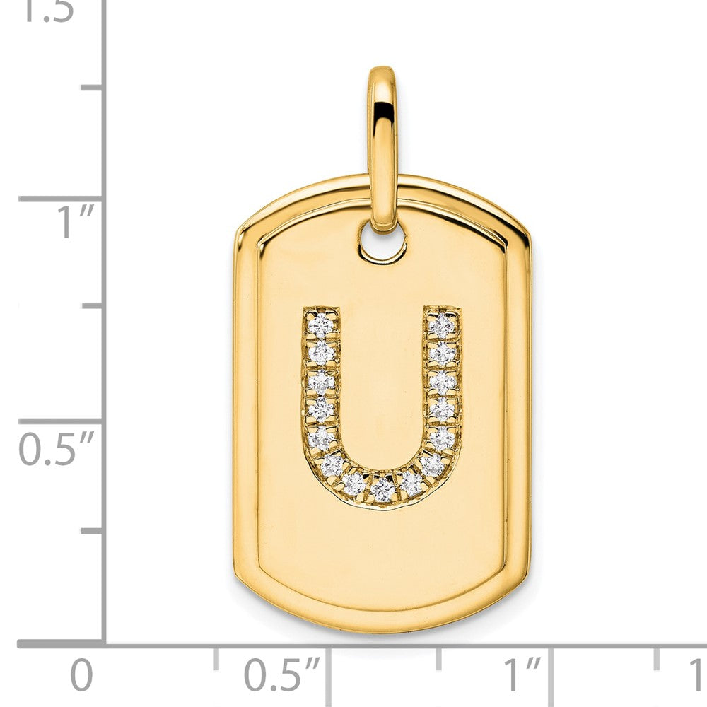 Diamond Initial U Dog Tag Charm - WBC