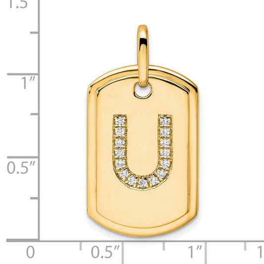 Diamond Initial U Dog Tag Charm - WBC
