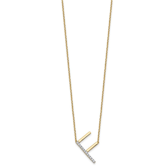 Sideways Diamond Initial F Necklace - WBC