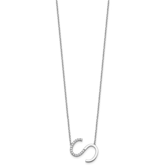 Sideways Diamond Initial S Necklace - WBC
