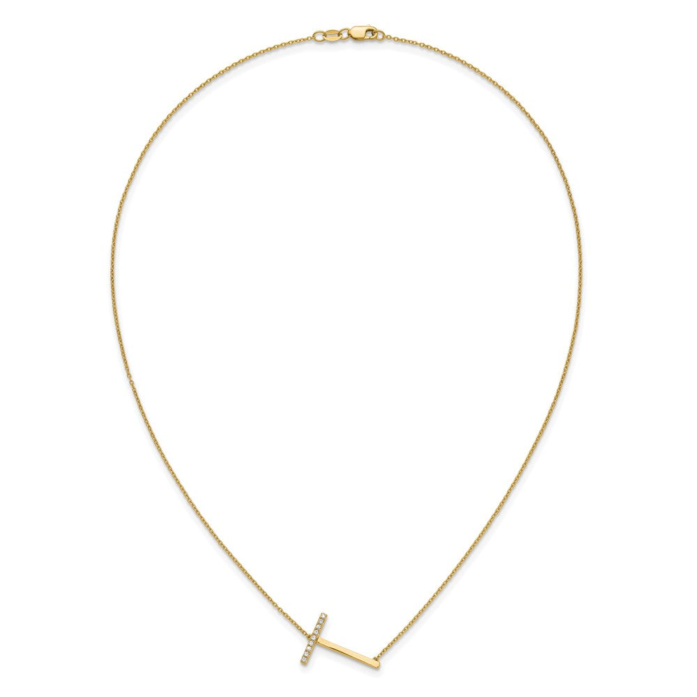 Sideways Diamond Initial T Necklace - WBC