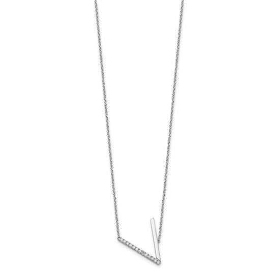 Sideways Diamond Initial V Necklace - WBC