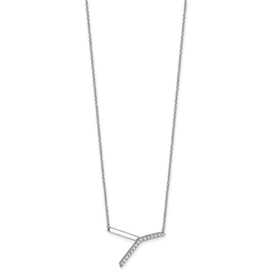 Sideways Diamond Initial Y Necklace - WBC