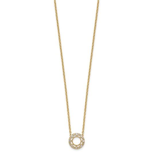 Polished 1/4 carat Diamond Fancy Floral Circle Necklace - WBC