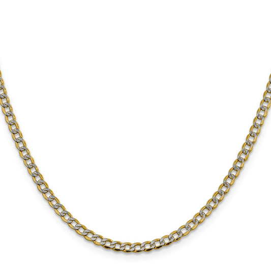 Semi-Solid with Rhodium PavÇ Curb with Lobster Clasp Chain - WBC