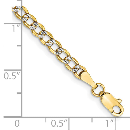 Semi-Solid with Rhodium PavÇ Curb with Lobster Clasp Bracelet - WBC