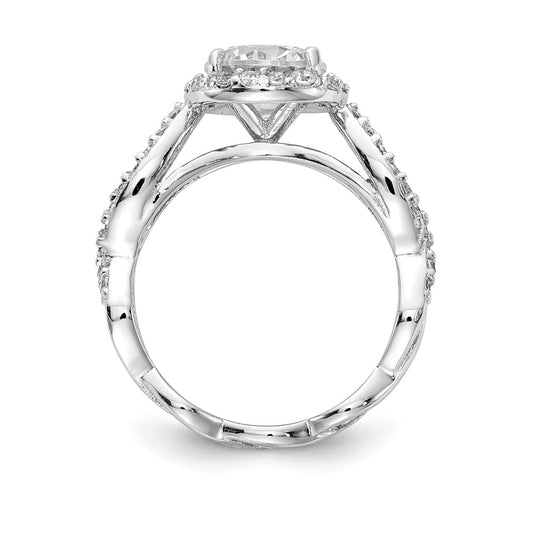 Cheryl M Rhodium-plated Brilliant-cut Round CZ Halo Center and Twisted Design Ring - WBC