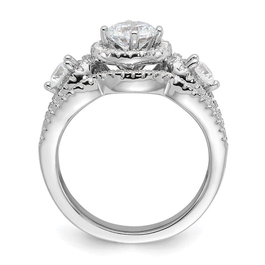 Brilliant Embers Sterling Silver Rhodium-plated 93 Stone Micro Pavé 2-piece Wedding Set