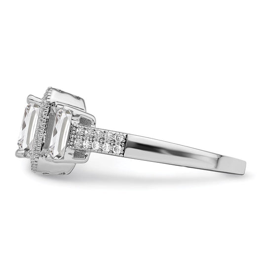 Brilliant Embers Sterling Silver Rhodium-plated 51 Stone Micro Pavé Ring