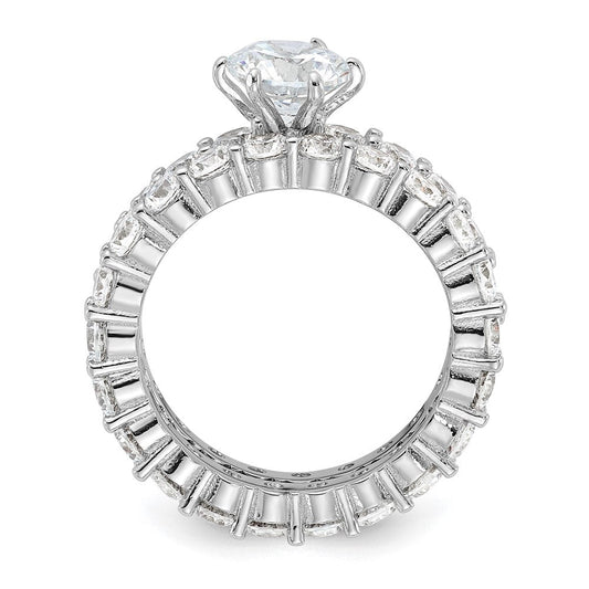Sterling Silver Rhodium-plated 2 Piece Wedding Set Ring