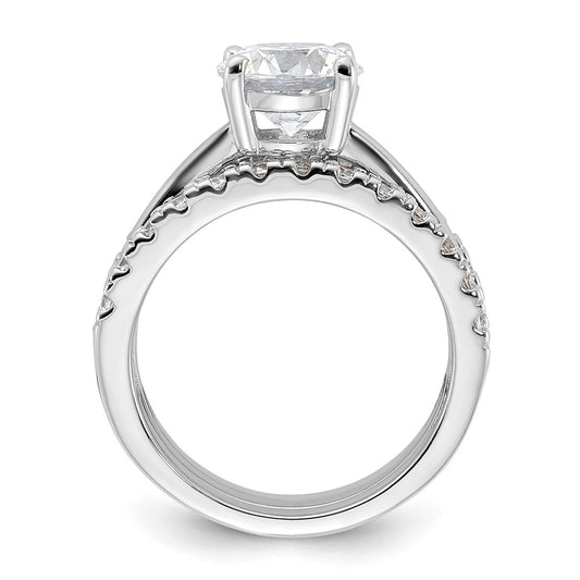 Rhodium-plated CZ Solitaire & 2 CZ Bands Set - WBC