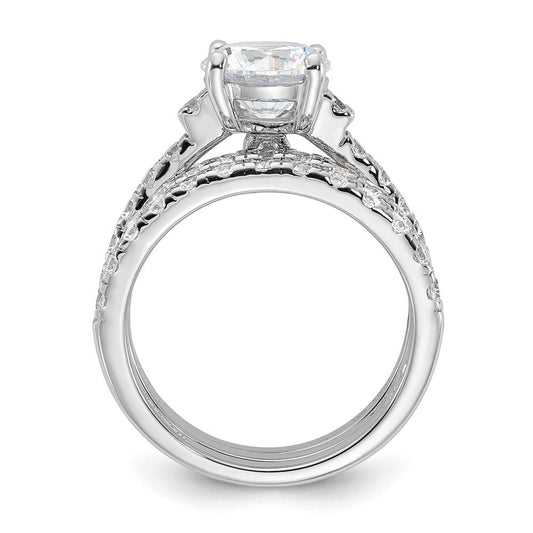 Sterling Silver Rhodium-plated Ring & 2 Band Set