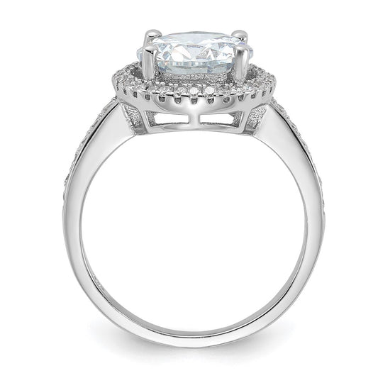 Rhodium-plated Center Halo CZ Ring - WBC