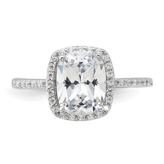 Sterling Silver Rhodium-plated 9x7 Cushion-Cut Ring, 1.2mm