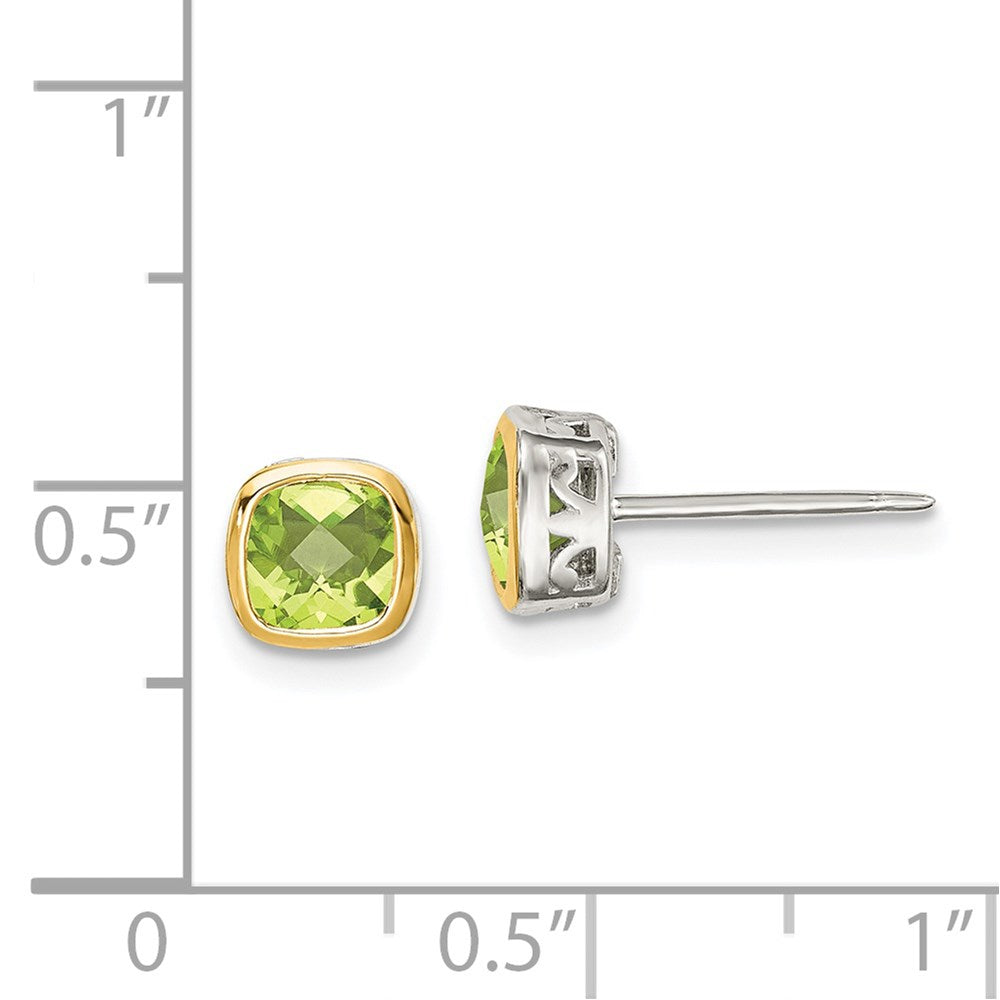 Shey Couture Rhodium-plated with Accent Peridot Square Stud Earrings - WBC