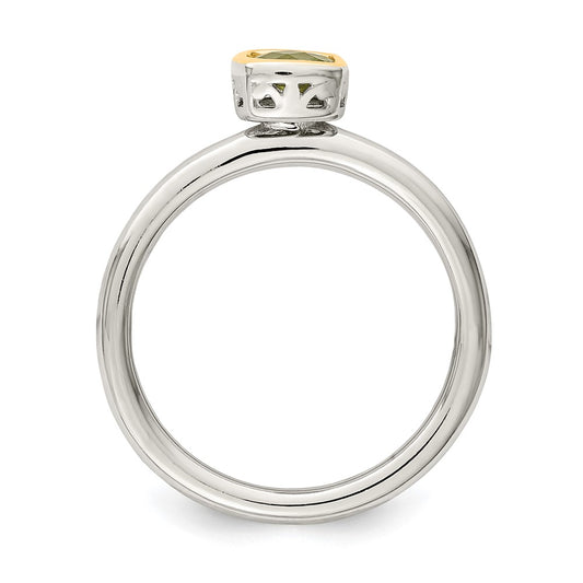 Shey Couture Rhodium-plated with Accent Polished Cushion-cut Peridot Ring - WBC