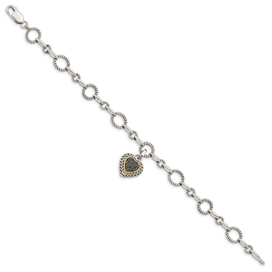 Shey Couture with Accent Antiqued Black Diamond Heart Link Bracelet - WBC