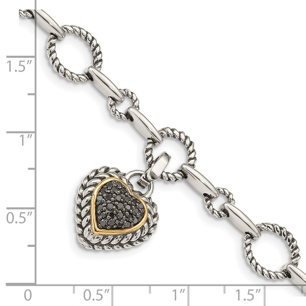 Shey Couture with Accent Antiqued Black Diamond Heart Link Bracelet - WBC