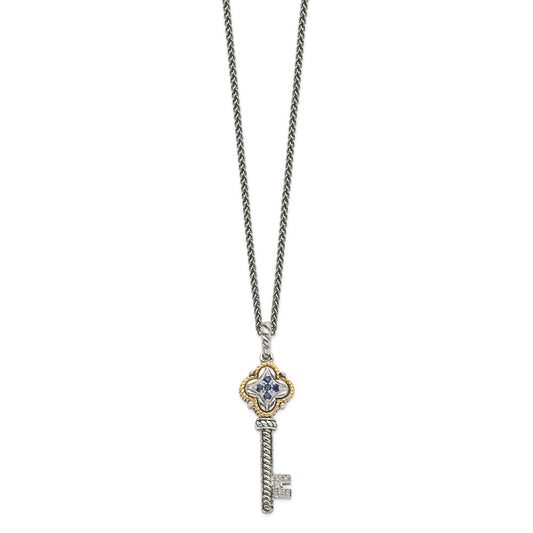 Shey Couture with Accent Antiqued Sapphire and Diamond Key Necklace - WBC