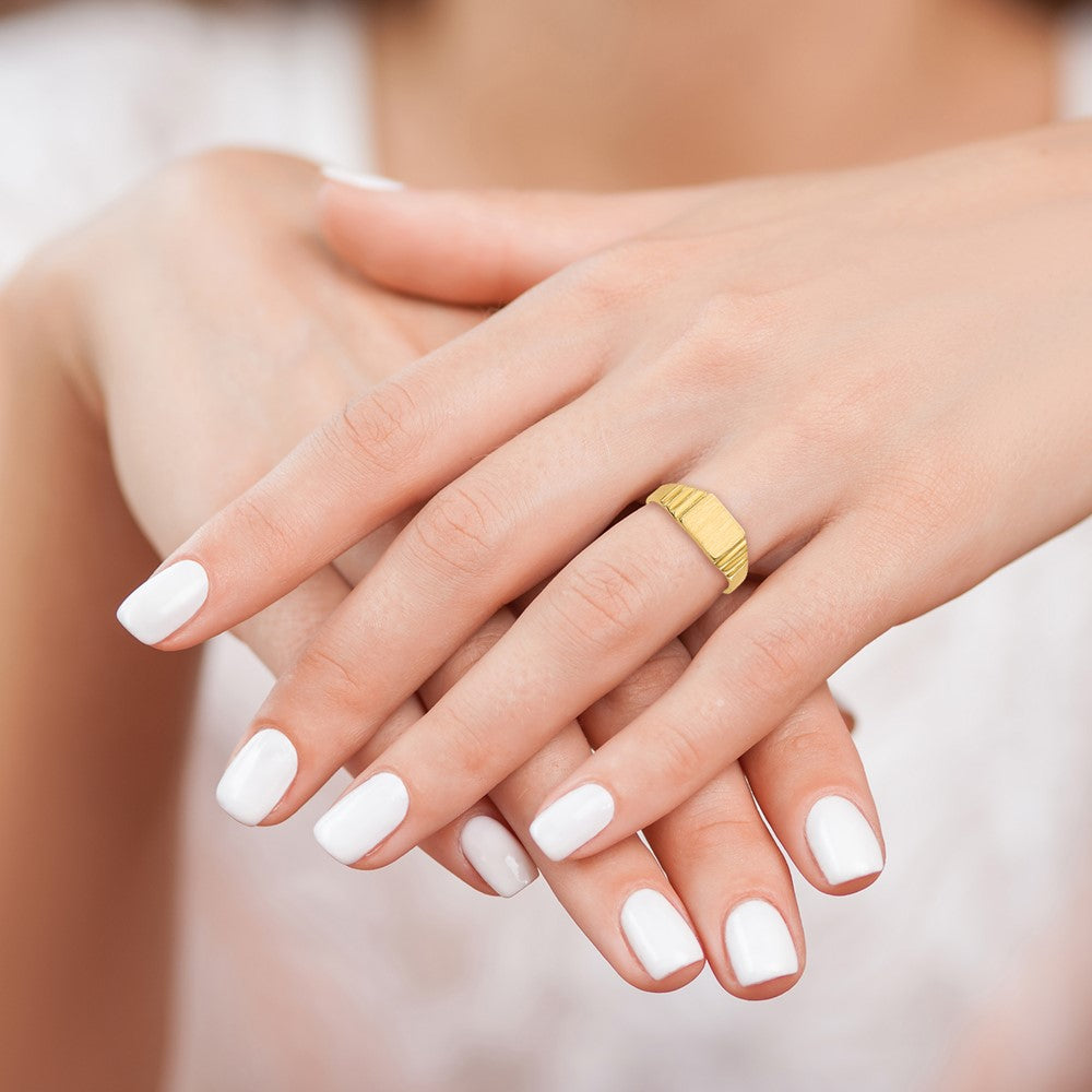 Satin Closed Back Baby Rectangular Signet Ring - WBC