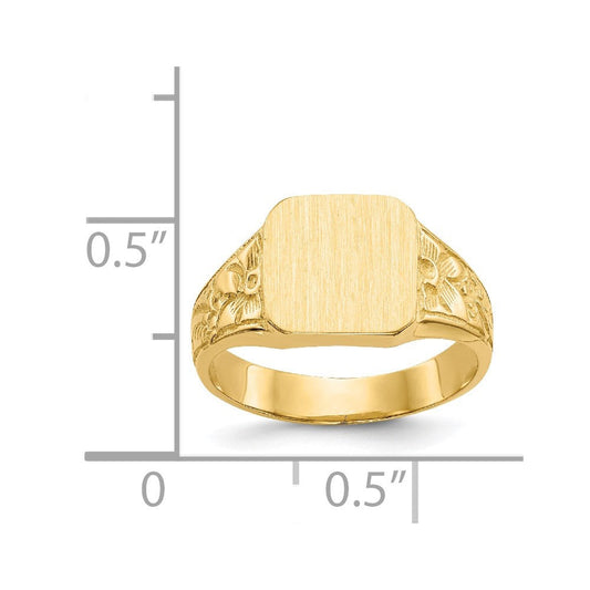 14K Gold Polished Closed Back Child's Square Signet Ring, 2–4mm Tapered