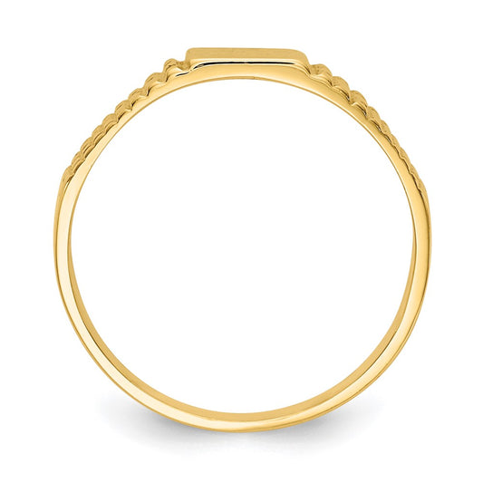 Polished Closed Back Childs Rectangular Signet Ring - WBC