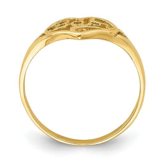 14K Gold Window Cut-out Baby Heart Baby / Child's Ring, 2mm