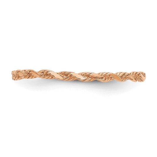 Diamond-cut Textured Rope Band Ring - WBC