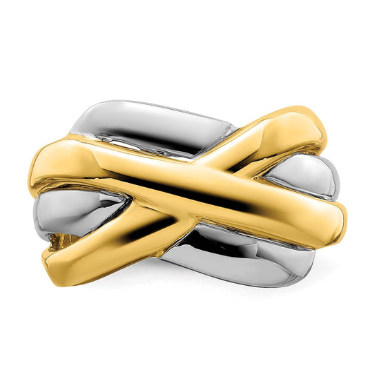 14K Two-Tone Gold Cross-Cross Design Ring