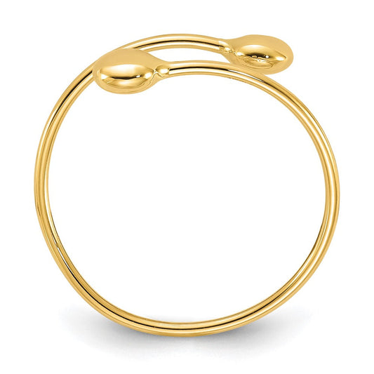 14K Gold Polished Adjustable Fashion Bypass Ring, 1mm