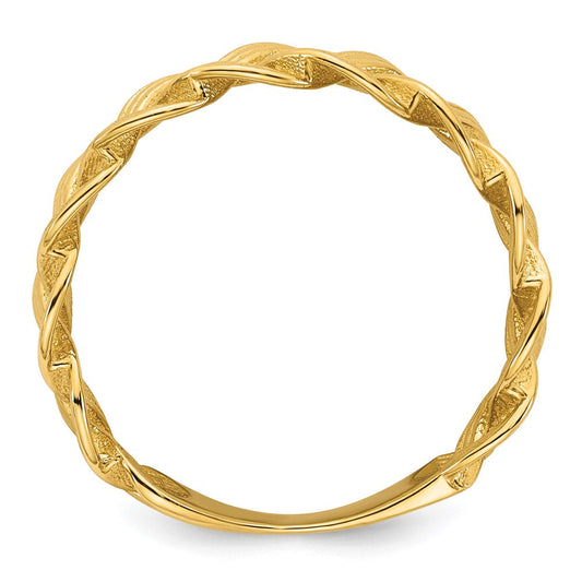 14K Gold Polished Fancy Braided Ring, 5.3mm