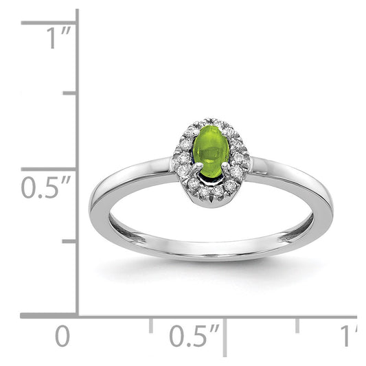 1/15 carat Diamond and Oval Cabochon Peridot Halo Ring - WBC