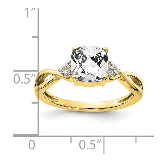 Cushion Checkerboard April/ Topaz and Diamond Ring - WBC