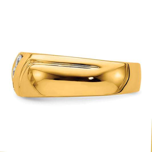 IB Goodman Men's Slant 14K Solid Gold 1/6 ct Diamond 3-stone Ring