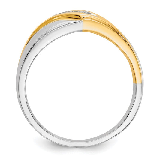 IB Goodman Two-tone 1/6 carat Diamond 3-stone Mens Ring - WBC