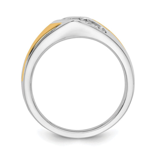 IB Goodman Men's 14K Solid Two-Tone Gold 1/4 ct Diamond Ring, 3–8mm Tapered