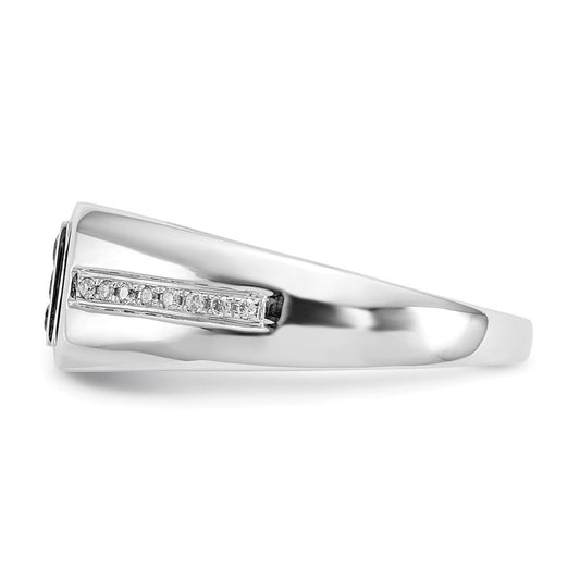 IB Goodman Men's 14K Solid White Gold 1/4 ct & Black Diamond Square Cluster Ring