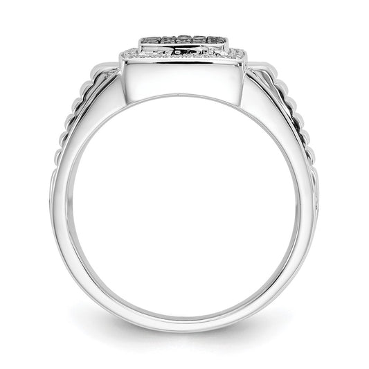 IB Goodman 1/3 carat Black and Diamond Square Cluster Mens Ring - WBC