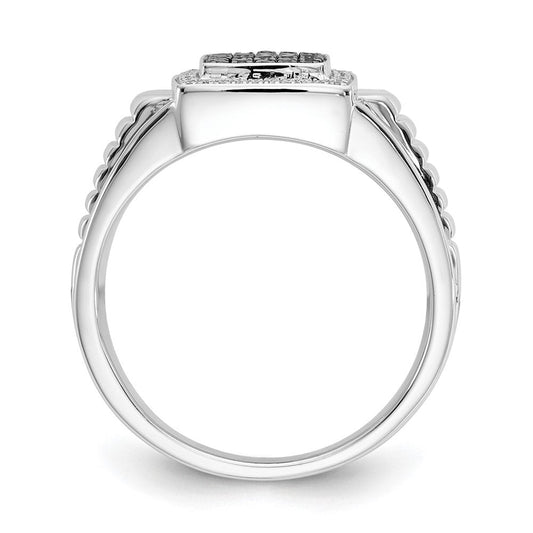 IB Goodman Men's Charcoal 14K Solid White Gold 1/3 ct Black & Diamond Square Cluster Ring