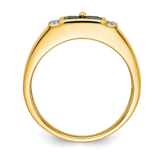 IB Goodman Square Lab-Created Sapphire Cluster and 1/20 carat Diamond Mens Ring - WBC