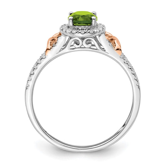 and Oval Peridot and 1/4 carat Diamond Halo Ring - WBC
