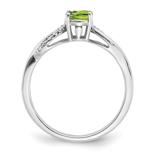 Oval Peridot and 1/20 carat Diamond Ring - WBC