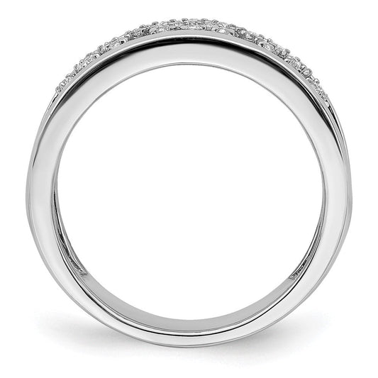 14K Solid White Gold Polished 1/5 ct Diamond Fancy Band