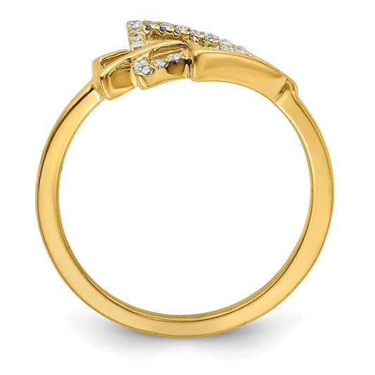 14K Solid Gold Polished 1/10 ct Diamond Triple Triangle Ring