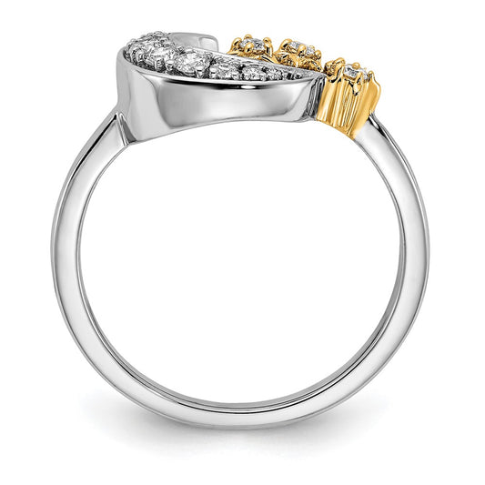 Two-tone 1/5 carat Diamond Moon with Three Stars Ring - WBC